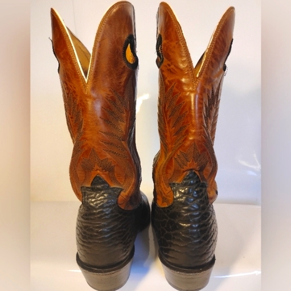 Tony Lama Buckaroo Cowboy Boots B3491 Brown Black Leather Size 10.5D - Picture 6 of 9
